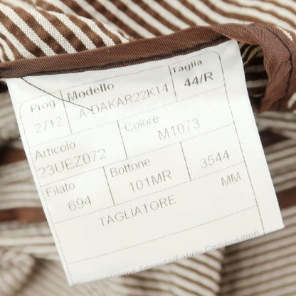 【中古】タリアトーレ TAGLIATORE シアサッカーコットン ストライプ 2つボタンスーツ ブラウンxホワイト【 44 】【 状態ランクC 】【 メンズ 】