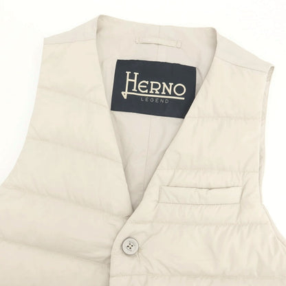 【中古】ヘルノ Herno ナイロン ジレ型 ダウンベスト サンドベージュ【 44 】【 状態ランクA 】【 メンズ 】