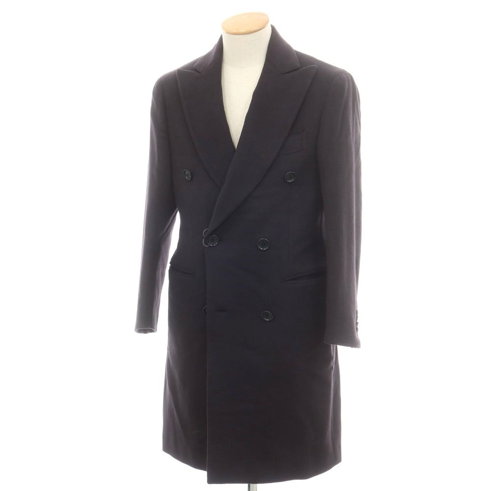 【中古】デペトリロ DE PETRILLO カシミヤ ダブルブレストポロコート ネイビー【 44 】【 状態ランクA 】【 メンズ 】