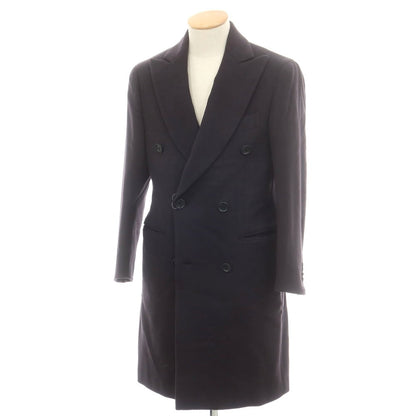 【中古】デペトリロ DE PETRILLO カシミヤ ダブルブレストポロコート ネイビー【 44 】【 状態ランクA 】【 メンズ 】