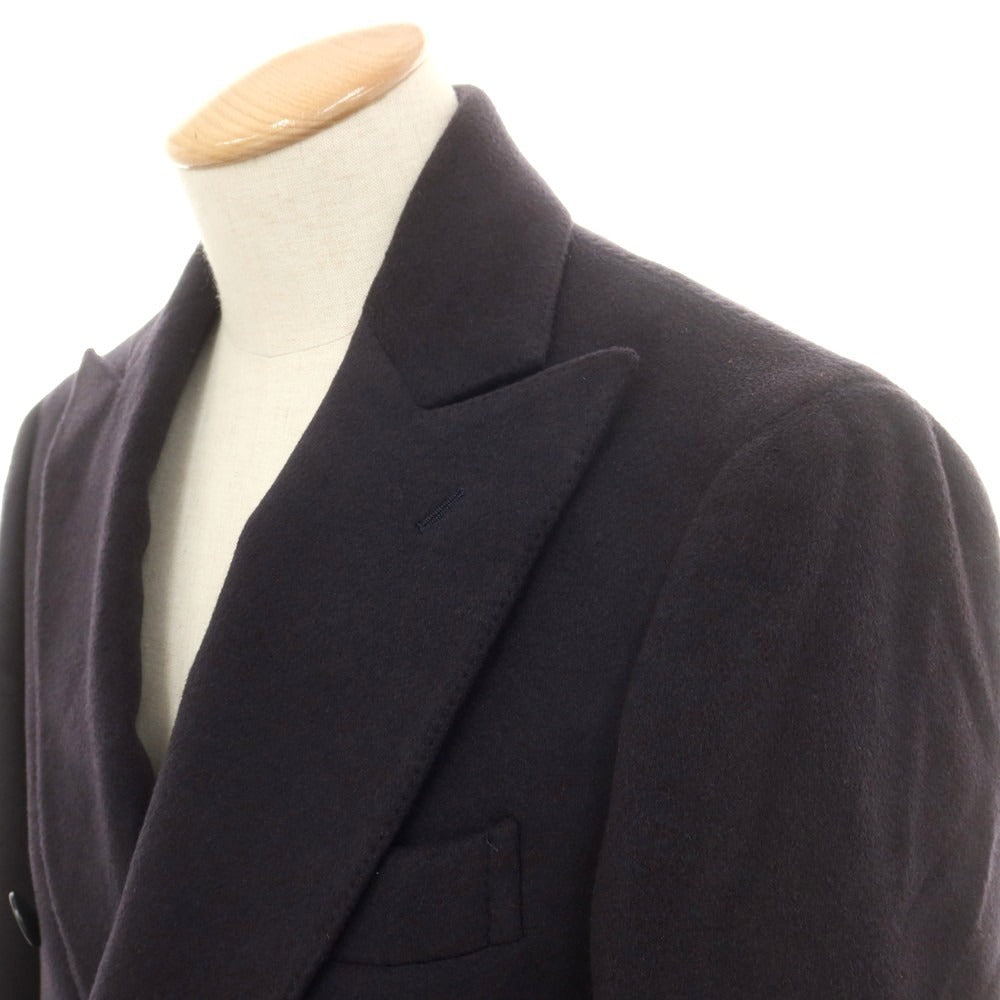 【中古】デペトリロ DE PETRILLO カシミヤ ダブルブレストポロコート ネイビー【 44 】【 状態ランクA 】【 メンズ 】
