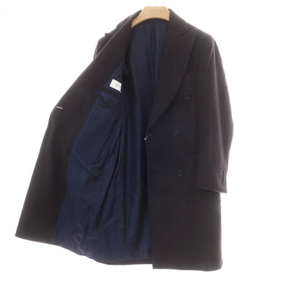 【中古】デペトリロ DE PETRILLO カシミヤ ダブルブレストポロコート ネイビー【 44 】【 状態ランクA 】【 メンズ 】