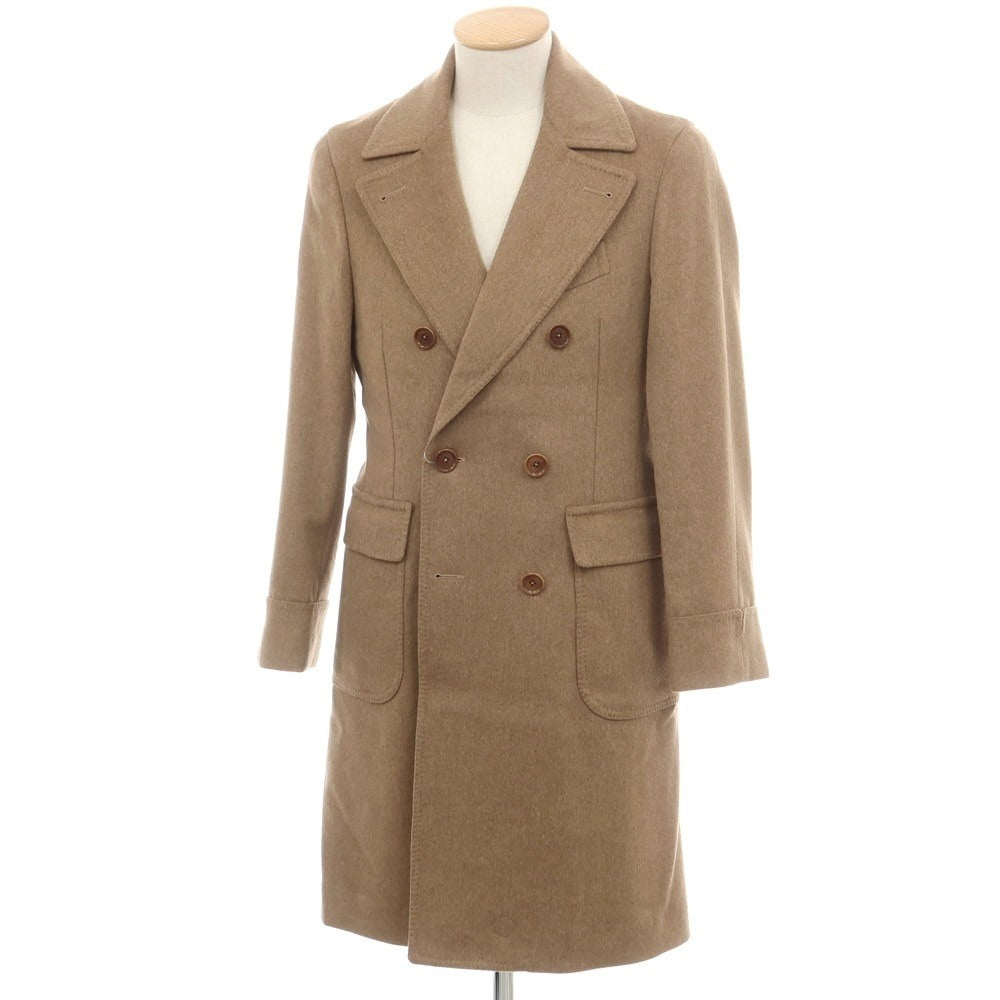 【中古】デペトリロ DE PETRILLO ウール ダブルブレストポロコート ブラウンベージュ系【 44 】【 状態ランクA 】【 メンズ 】