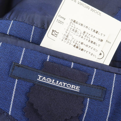 【中古】タリアトーレ TAGLIATORE ウール ストライプ 2つボタンスーツ ダークブルーxホワイト【 48 】【 状態ランクD 】【 メンズ 】