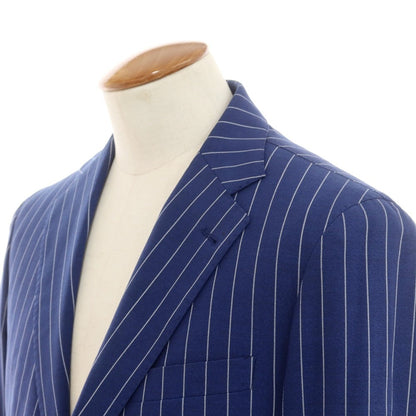 【中古】タリアトーレ TAGLIATORE ウール ストライプ 2つボタンスーツ ダークブルーxホワイト【 48 】【 状態ランクD 】【 メンズ 】