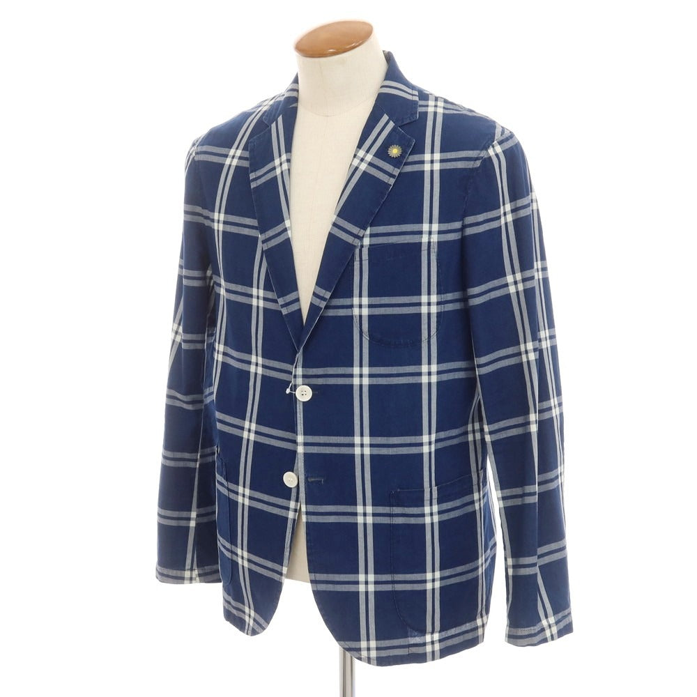 [Used] Giannetto cotton check casual jacket, light navy x white [50] [Condition rank B] [Men&