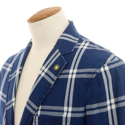 [Used] Giannetto cotton check casual jacket, light navy x white [50] [Condition rank B] [Men&