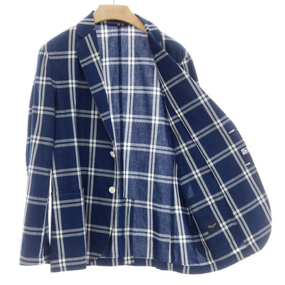 [Used] Giannetto cotton check casual jacket, light navy x white [50] [Condition rank B] [Men&
