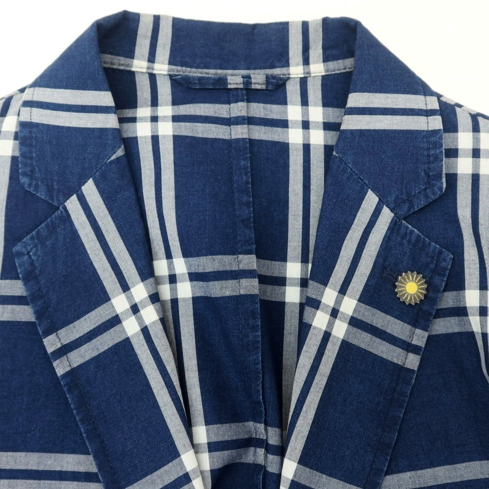 [Used] Giannetto cotton check casual jacket, light navy x white [50] [Condition rank B] [Men&
