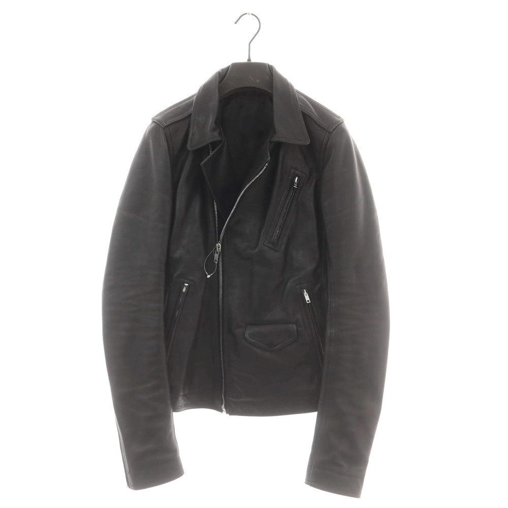 【中古】リックオウエンス Rick Owens レザー ジップアップ ライダースジャケット ブラック【 46 】【 状態ランクB 】【 メンズ 】