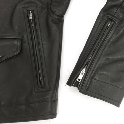 【中古】リックオウエンス Rick Owens レザー ジップアップ ライダースジャケット ブラック【 46 】【 状態ランクB 】【 メンズ 】