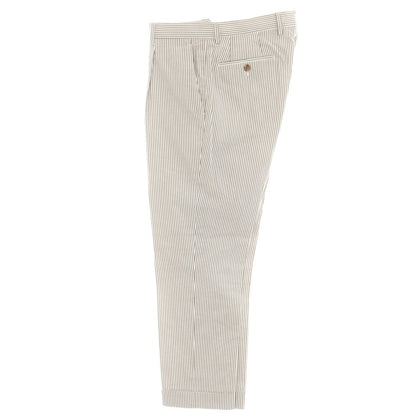 【中古】ラルディーニ LARDINI シアサッカーコットン ストライプ 3つボタンスーツ カーキxホワイト【 50 】【 状態ランクB 】【 メンズ 】