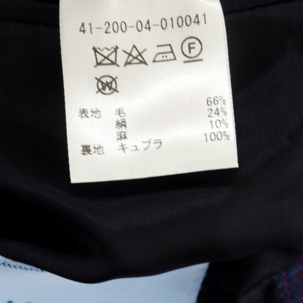 [Used] ESTNATION Wool Silk Linen Check 3B Tailored Jacket Navy x Red x Blue [48] [Condition Rank A] [Men&