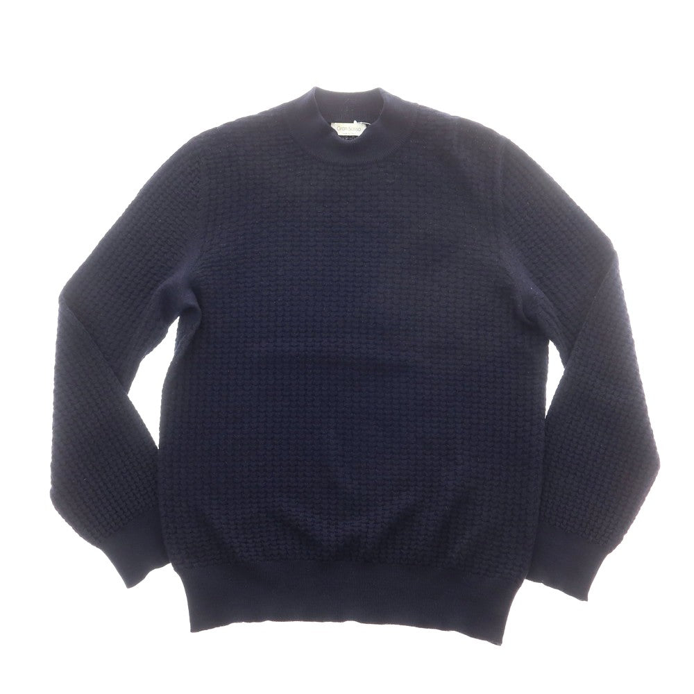 【中古】グランサッソ GRAN SASSO ウール モックネック プルオーバーニット ネイビー【 48 】【 状態ランクC 】【 メンズ 】