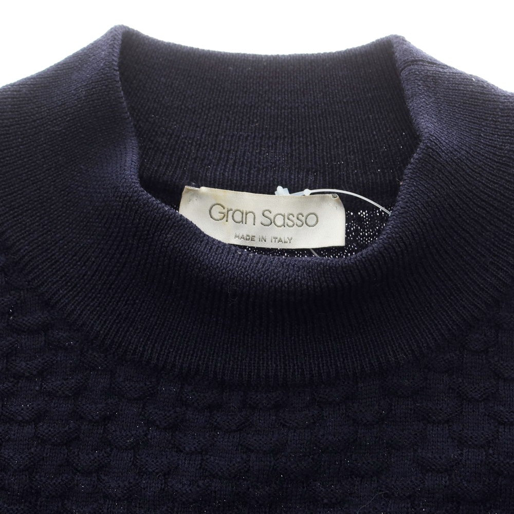 【中古】グランサッソ GRAN SASSO ウール モックネック プルオーバーニット ネイビー【 48 】【 状態ランクC 】【 メンズ 】