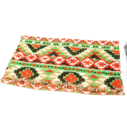 【中古】リベラーノ&amp;リベラーノ LIVERANO&amp;LIVERANO カシミヤ ネイティブ柄 ストール グリーンxレッド【 状態ランクB 】【 メンズ 】