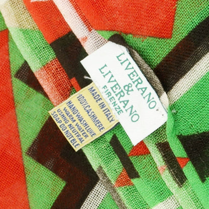【中古】リベラーノ&amp;リベラーノ LIVERANO&amp;LIVERANO カシミヤ ネイティブ柄 ストール グリーンxレッド【 状態ランクB 】【 メンズ 】