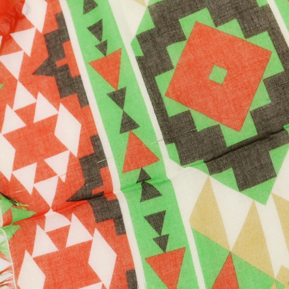 【中古】リベラーノ&amp;リベラーノ LIVERANO&amp;LIVERANO カシミヤ ネイティブ柄 ストール グリーンxレッド【 状態ランクB 】【 メンズ 】