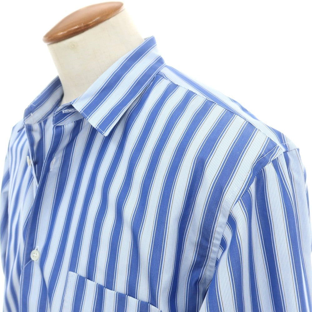 【中古】コムデギャルソンシャツ COMME des GARCONS SHIRT 2024年秋冬 コットン ストライプ アシンメトリー レギュラーカラー カジュアルシャツ ブルーxライトブルー【 M 】【 状態ランクA 】【 メンズ 】