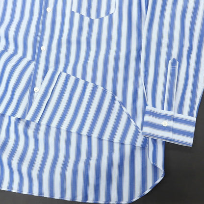【中古】コムデギャルソンシャツ COMME des GARCONS SHIRT 2024年秋冬 コットン ストライプ アシンメトリー レギュラーカラー カジュアルシャツ ブルーxライトブルー【 M 】【 状態ランクA 】【 メンズ 】