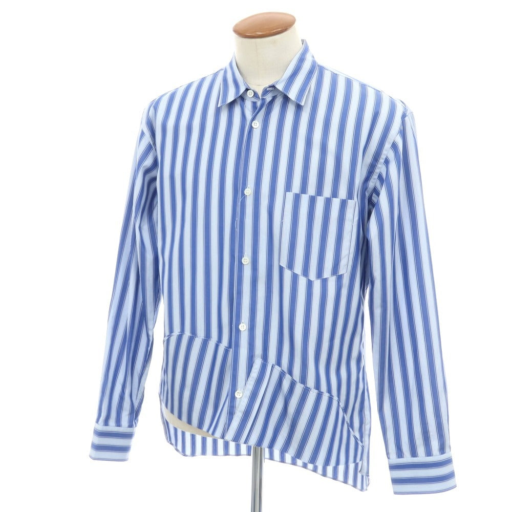 【中古】コムデギャルソンシャツ COMME des GARCONS SHIRT 2024年秋冬 コットン ストライプ アシンメトリー レギュラーカラー カジュアルシャツ ブルーxライトブルー【 M 】【 状態ランクA 】【 メンズ 】[DPD]