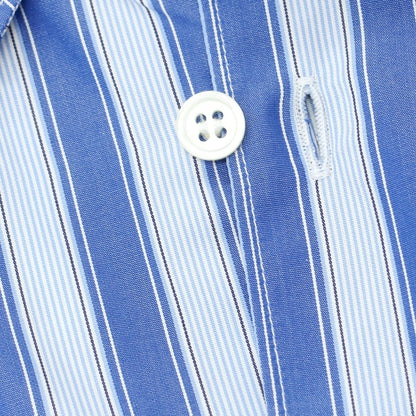 【中古】コムデギャルソンシャツ COMME des GARCONS SHIRT 2024年秋冬 コットン ストライプ アシンメトリー レギュラーカラー カジュアルシャツ ブルーxライトブルー【 M 】【 状態ランクA 】【 メンズ 】