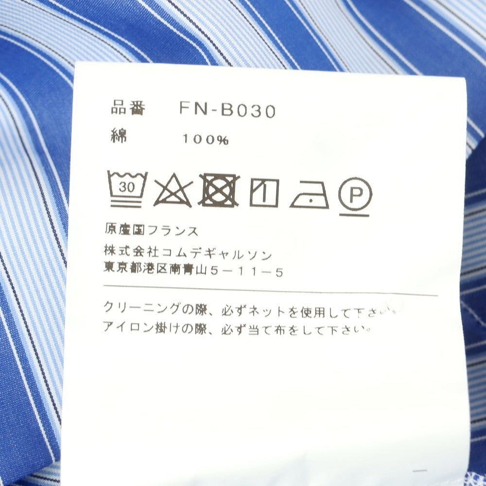 【中古】コムデギャルソンシャツ COMME des GARCONS SHIRT 2024年秋冬 コットン ストライプ アシンメトリー レギュラーカラー カジュアルシャツ ブルーxライトブルー【 M 】【 状態ランクA 】【 メンズ 】[DPD]