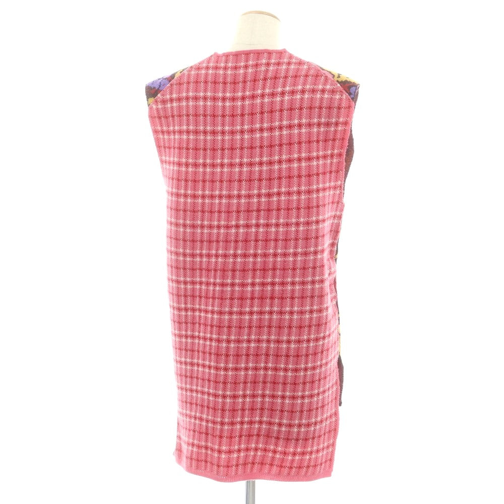 【中古】コムデギャルソンオムプリュス COMME des GARCONS HOMME PLUS 2022年春夏 フラワー×チェック ニットベスト ピンクxブラック【 S 】【 状態ランクA 】【 メンズ 】