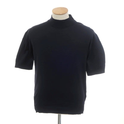 【中古】ジョンスメドレー JOHN SMEDLEY SOVEREIGN別注 ハイゲージ コットン ハイネック 半袖 プルオーバーニット ネイビー【 S 】【 状態ランクB 】【 メンズ 】