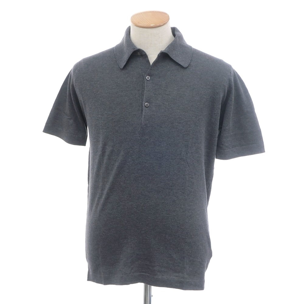 【中古】【未使用】ジョンスメドレー JOHN SMEDLEY ハイゲージ コットン 半袖 ポロニット ダークグレー【 S 】【 状態ランクS 】【 メンズ 】