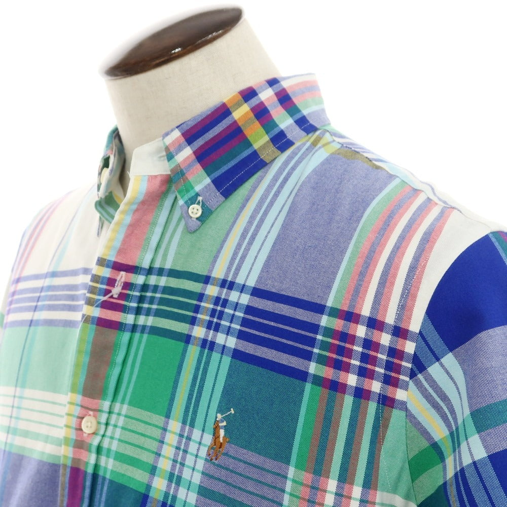 [Used] Polo Ralph Lauren Cotton Check Button-down Short Sleeve Shirt White x Blue [L] [Condition Rank B] [Men&