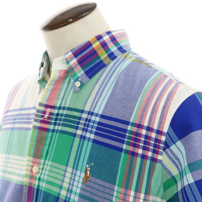[Used] Polo Ralph Lauren Cotton Check Button-down Short Sleeve Shirt White x Blue [L] [Condition Rank B] [Men&