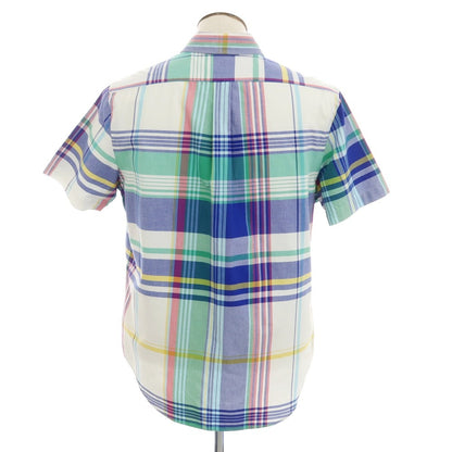 [Used] Polo Ralph Lauren Cotton Check Button-down Short Sleeve Shirt White x Blue [L] [Condition Rank B] [Men&