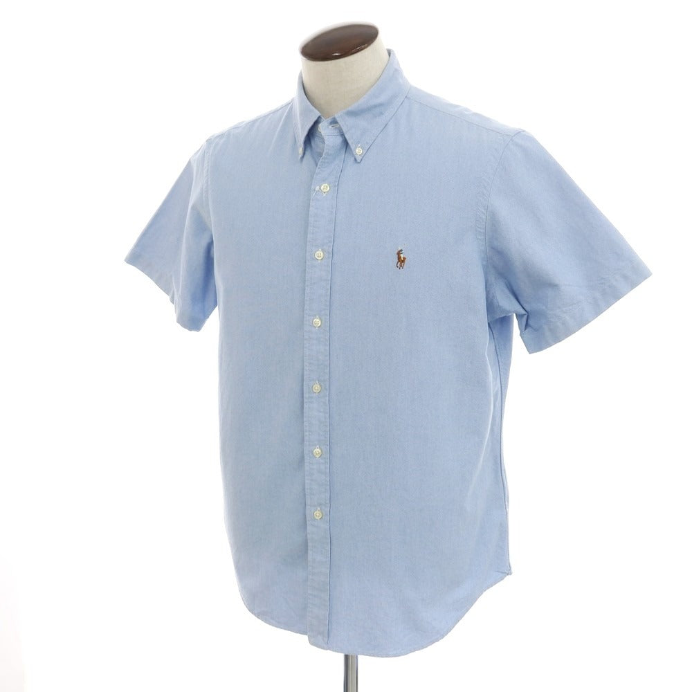 【中古】ラルフローレン RALPH LAUREN コットン オックスフォード ボタンダウン 半袖シャツ ブルー【 L 】【 状態ランクB 】【 メンズ 】
