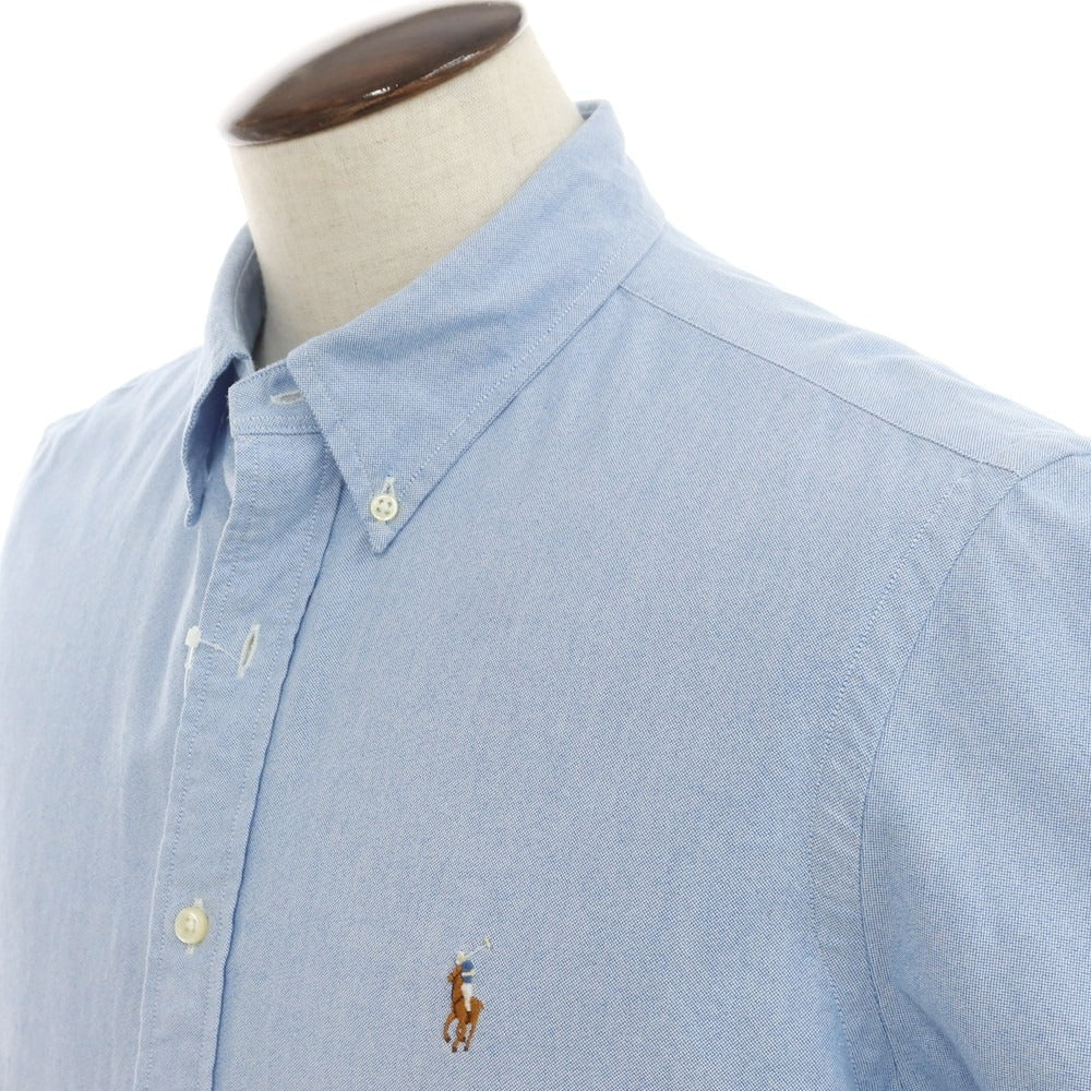 【中古】ラルフローレン RALPH LAUREN コットン オックスフォード ボタンダウン 半袖シャツ ブルー【 L 】【 状態ランクB 】【 メンズ 】