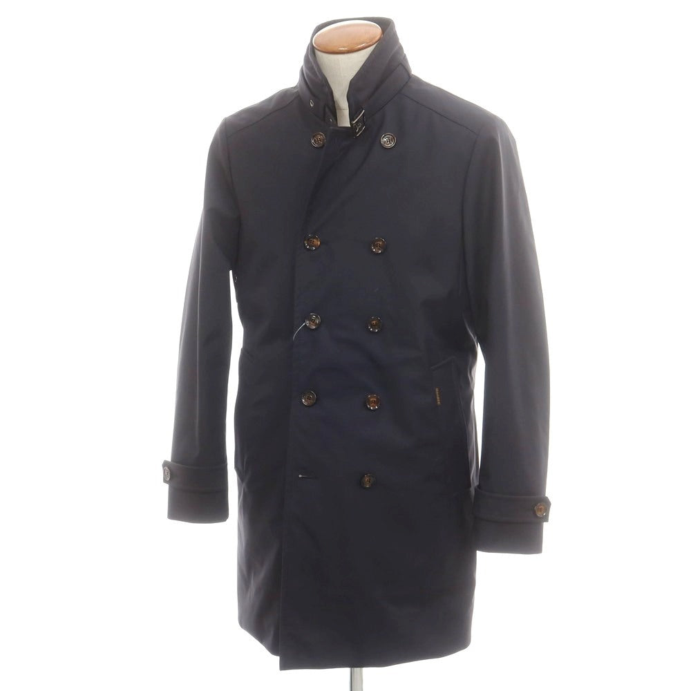 【中古】ムーレー MOORER ポリエステル 中綿入り ダブルブレストコート ネイビー【 48 】【 状態ランクB 】【 メンズ 】