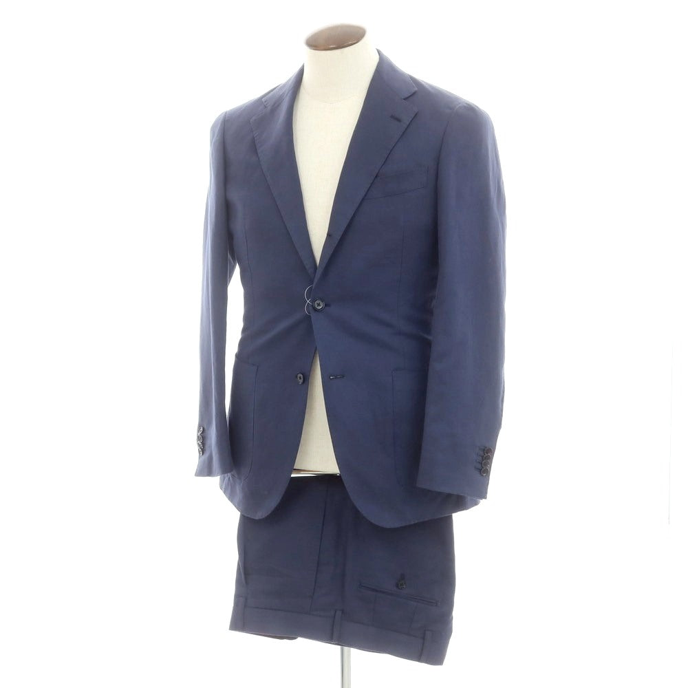 【中古】ビームスエフ BEAMS F コットンリネン 3つボタンスーツ ライトネイビー【 50 】【 状態ランクB 】【 メンズ 】
