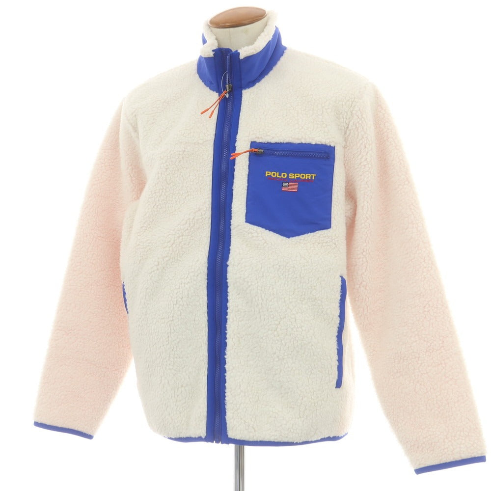 【中古】ポロスポーツ POLO SPORTS ジップアップ フリースジャケット ホワイトxブルー【サイズM】【 状態ランクB 】【 メンズ 】 [DPD]
