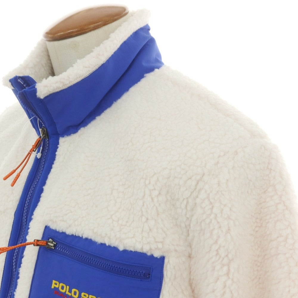 【中古】ポロスポーツ POLO SPORTS ジップアップ フリースジャケット ホワイトxブルー【サイズM】【 状態ランクB 】【 メンズ 】 [DPD]