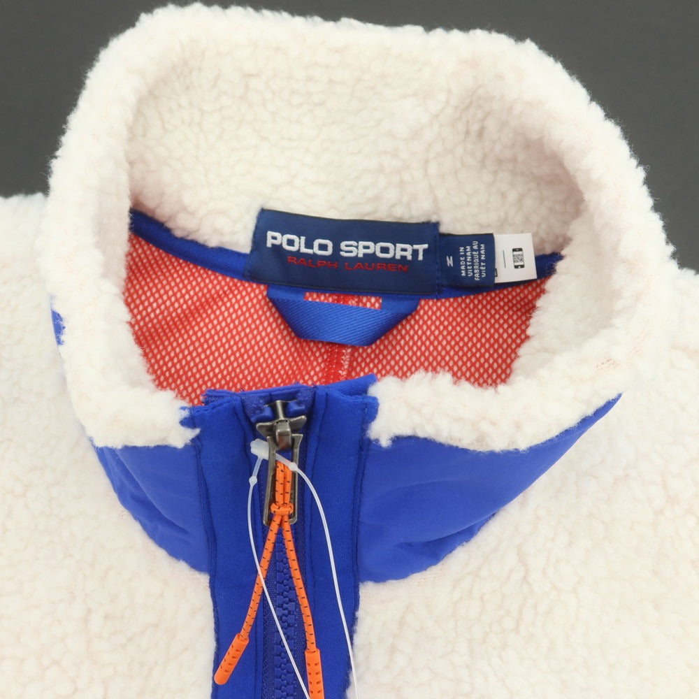 【中古】ポロスポーツ POLO SPORTS ジップアップ フリースジャケット ホワイトxブルー【サイズM】【 状態ランクB 】【 メンズ 】 [DPD]