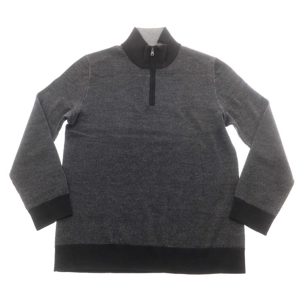 【中古】バナナリパブリック Banana Republic ウール ハーフジップ スタンドカラー プルオーバーニット ブラックxグレー【 L 】【 状態ランクB 】【 メンズ 】 [CPD]