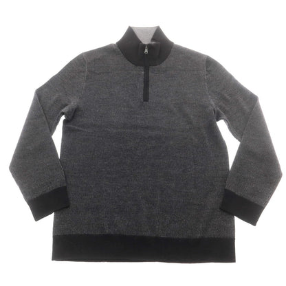 【中古】バナナリパブリック Banana Republic ウール ハーフジップ スタンドカラー プルオーバーニット ブラックxグレー【 L 】【 状態ランクB 】【 メンズ 】