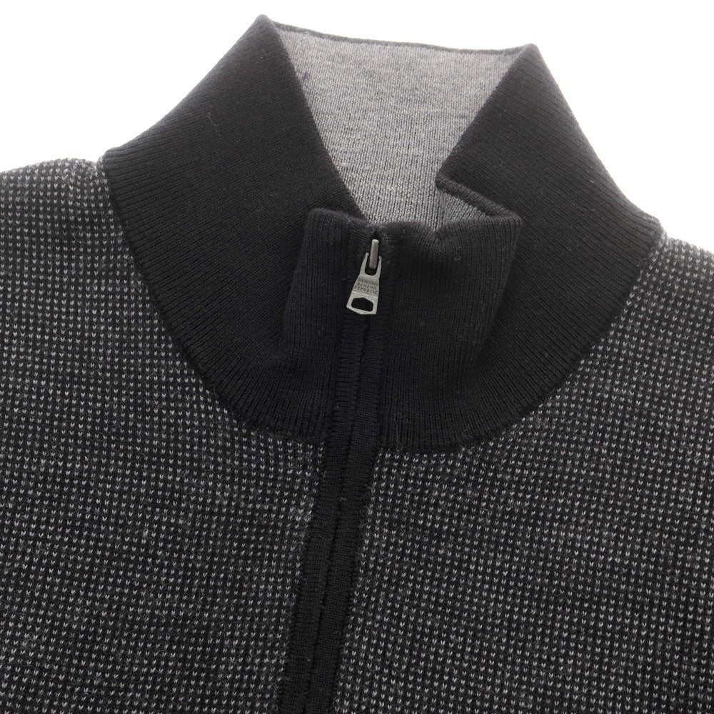 【中古】バナナリパブリック Banana Republic ウール ハーフジップ スタンドカラー プルオーバーニット ブラックxグレー【 L 】【 状態ランクB 】【 メンズ 】