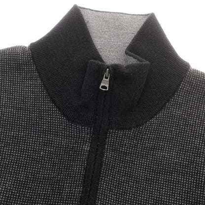 【中古】バナナリパブリック Banana Republic ウール ハーフジップ スタンドカラー プルオーバーニット ブラックxグレー【 L 】【 状態ランクB 】【 メンズ 】