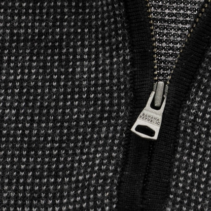 【中古】バナナリパブリック Banana Republic ウール ハーフジップ スタンドカラー プルオーバーニット ブラックxグレー【 L 】【 状態ランクB 】【 メンズ 】
