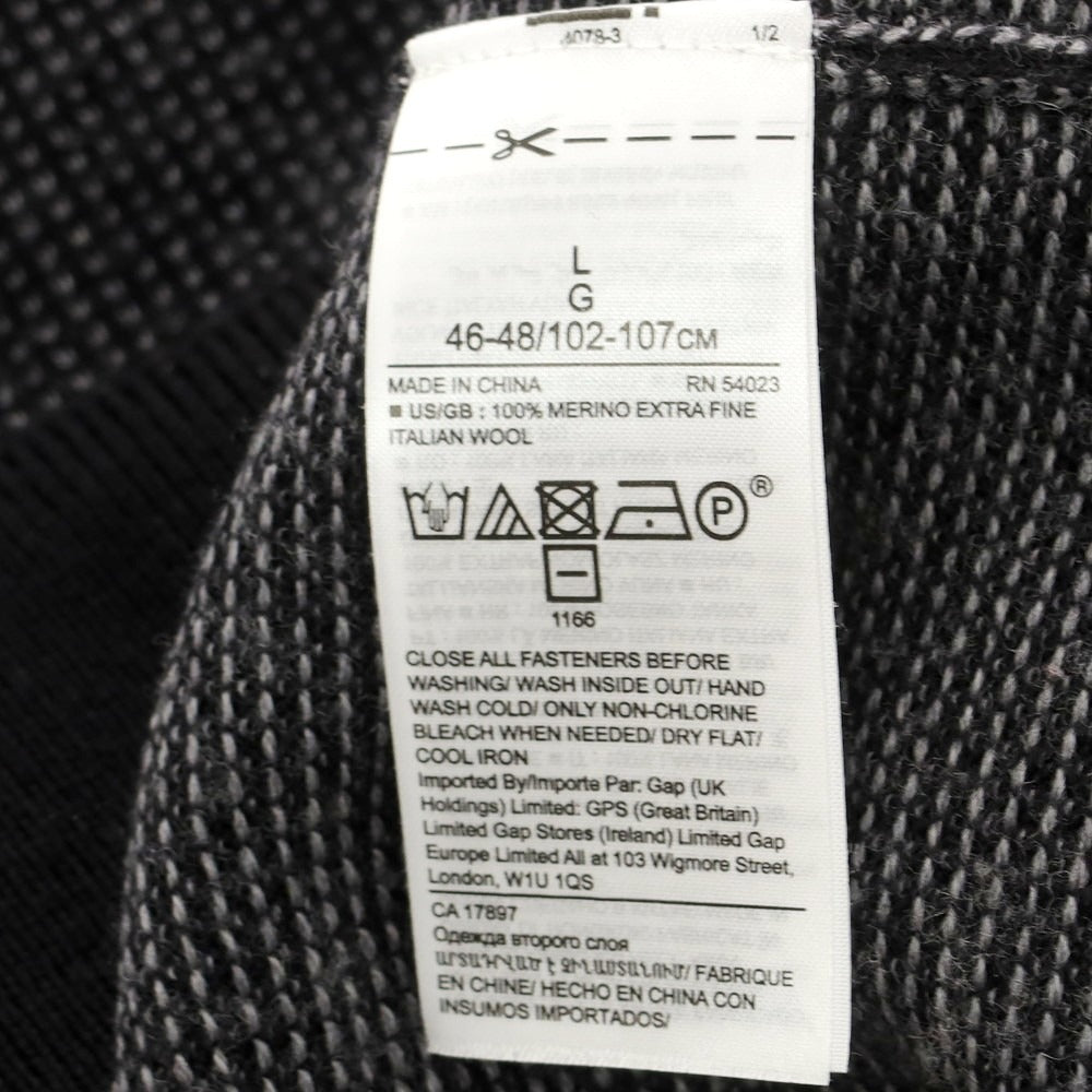 【中古】バナナリパブリック Banana Republic ウール ハーフジップ スタンドカラー プルオーバーニット ブラックxグレー【 L 】【 状態ランクB 】【 メンズ 】 [CPD]