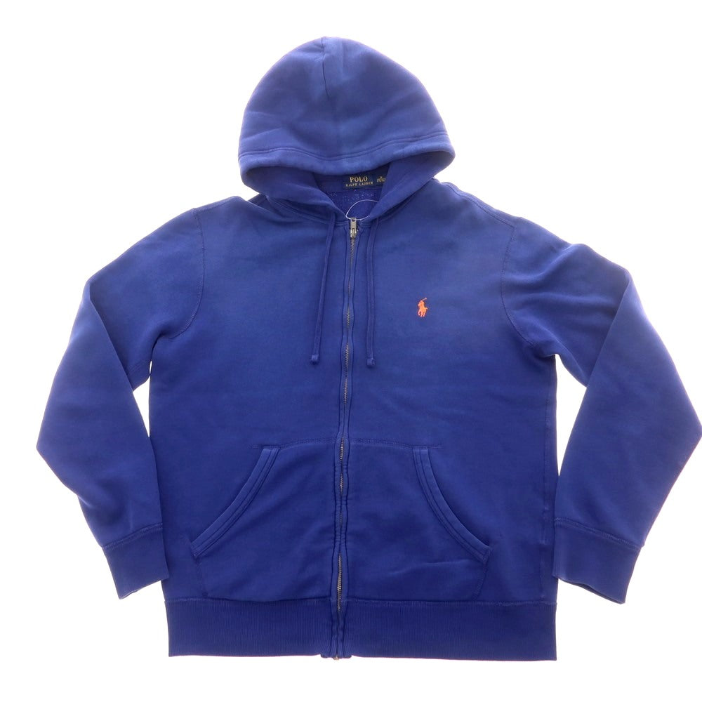 【中古】ポロ ラルフローレン Polo Ralph Lauren コットンポリエステル スウェット ジップアップ パーカー ブルー【 Ｍ 】【 状態ランクC 】【 メンズ 】