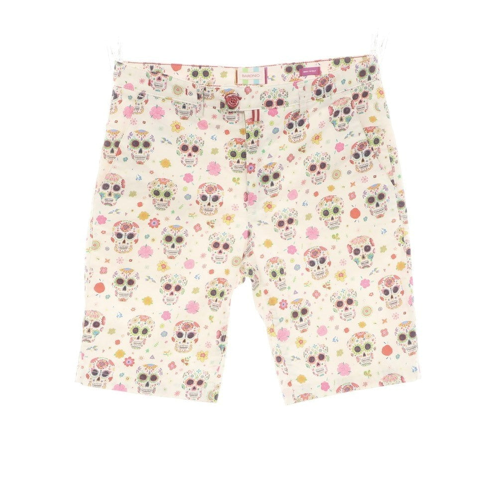【中古】バロニオ BARONIO ストレッチ コットン ショートパンツ ホワイトxマルチカラー【 31 】【 状態ランクB 】【 メンズ 】 [BPD]