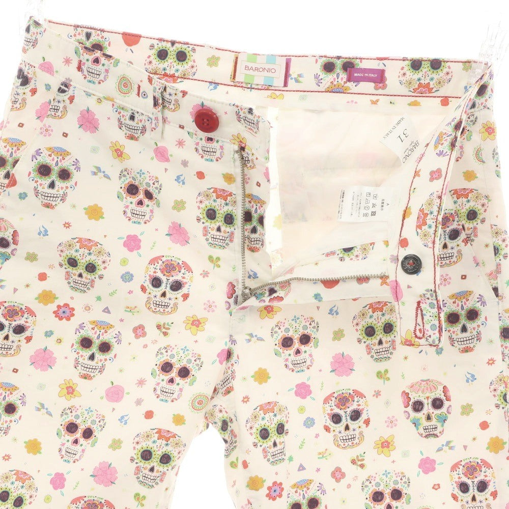 【中古】バロニオ BARONIO ストレッチ コットン ショートパンツ ホワイトxマルチカラー【 31 】【 状態ランクB 】【 メンズ 】 [BPD]