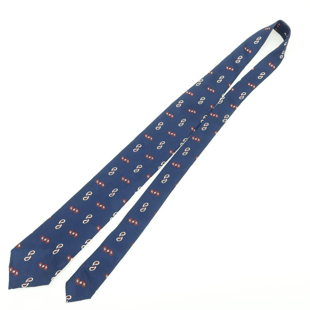 【中古】アットヴァンヌッチ Atto Vannucci シルク プリント 小紋柄ネクタイ ネイビーxボルドー【 状態ランクC 】【 メンズ 】